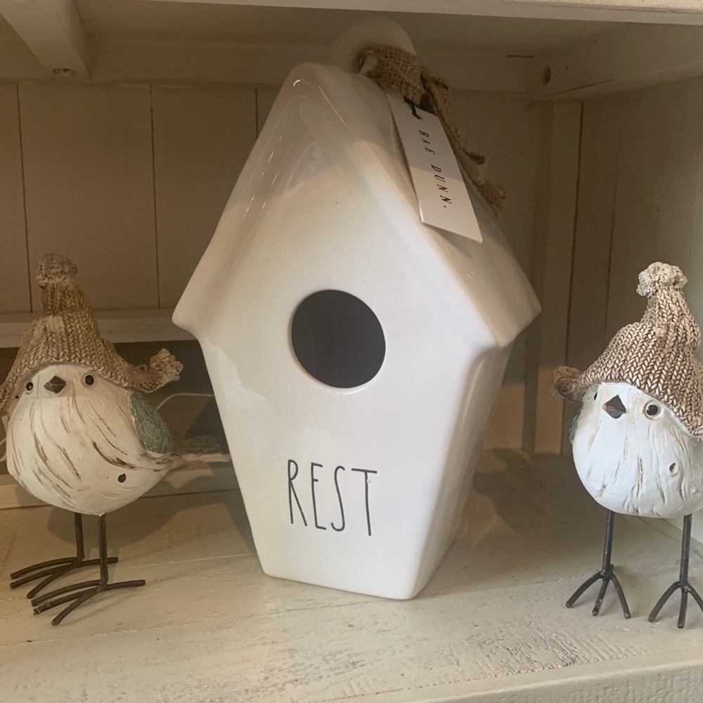 Rae Dunn Tapered Bird House “REST”